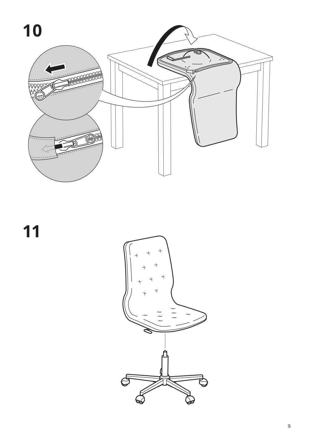 Assembly instructions for IKEA Mullfjaellet conference chair with casters naggen dark gray | Page 9 - IKEA MULLFJÄLLET conference chair with casters 804.724.92