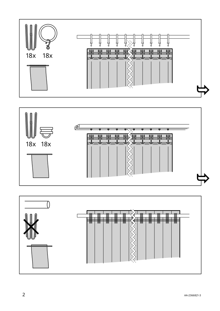 Assembly instructions for IKEA Murlavsmal block out curtain 1 piece light blue black wood pattern | Page 2 - IKEA MURLAVSMAL block-out curtain, 1 piece 305.555.88