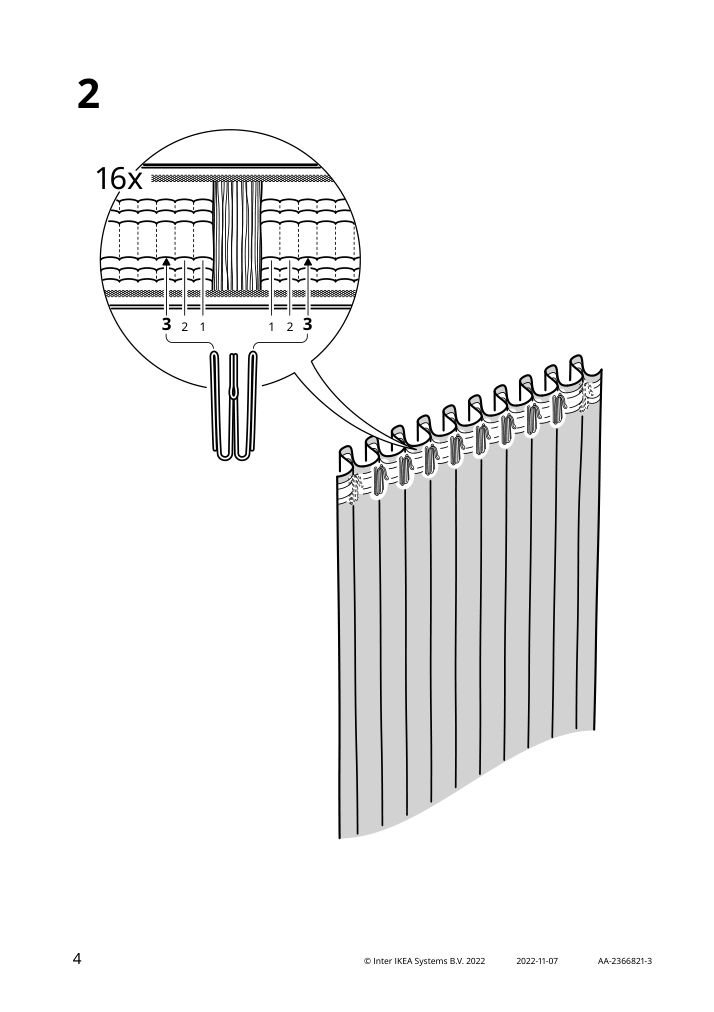 Assembly instructions for IKEA Murlavsmal block out curtain 1 piece light blue black wood pattern | Page 4 - IKEA MURLAVSMAL block-out curtain, 1 piece 305.555.88