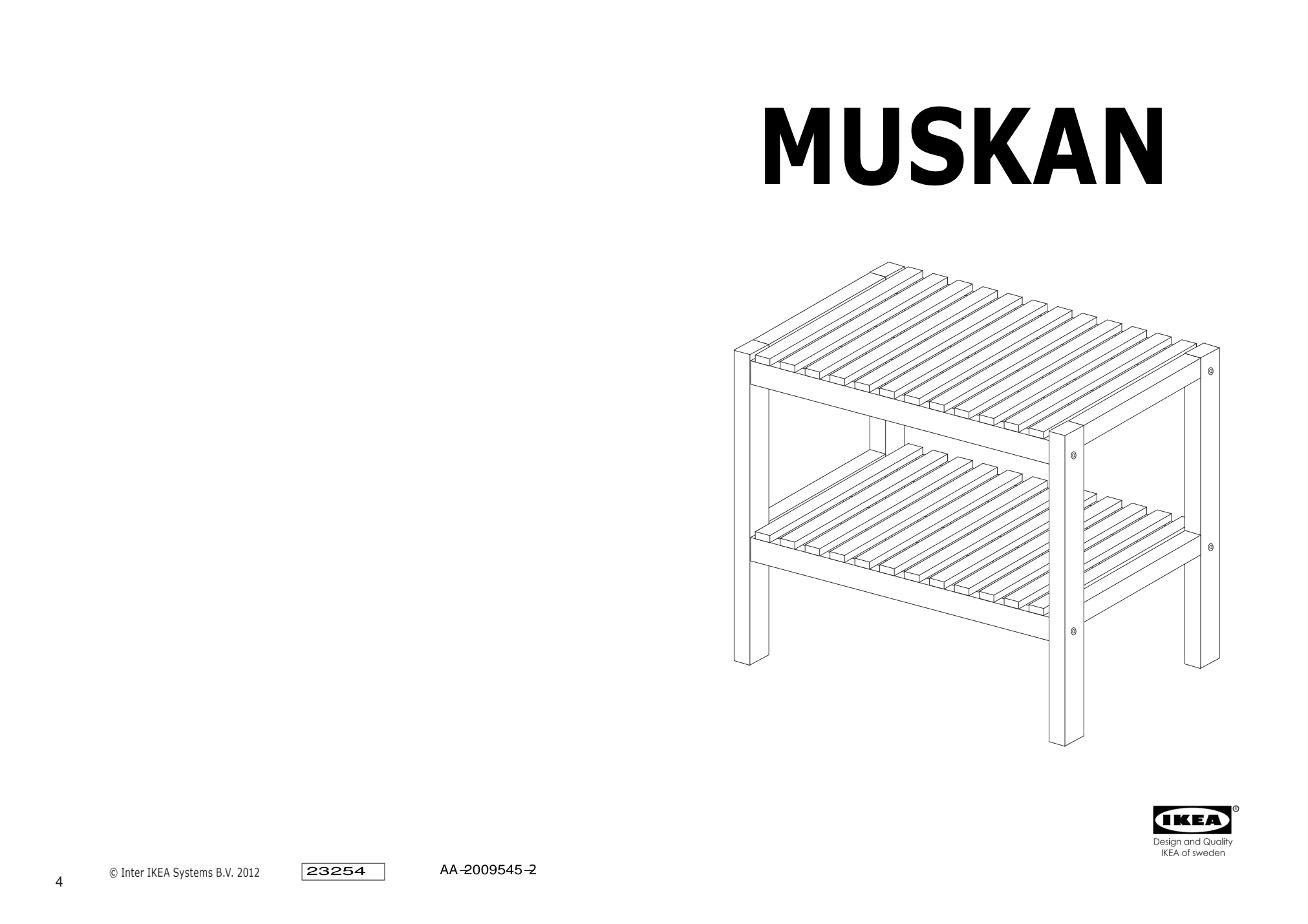 Assembly instructions for IKEA Muskan bench white | Page 1 - IKEA MUSKAN bench 503.459.57