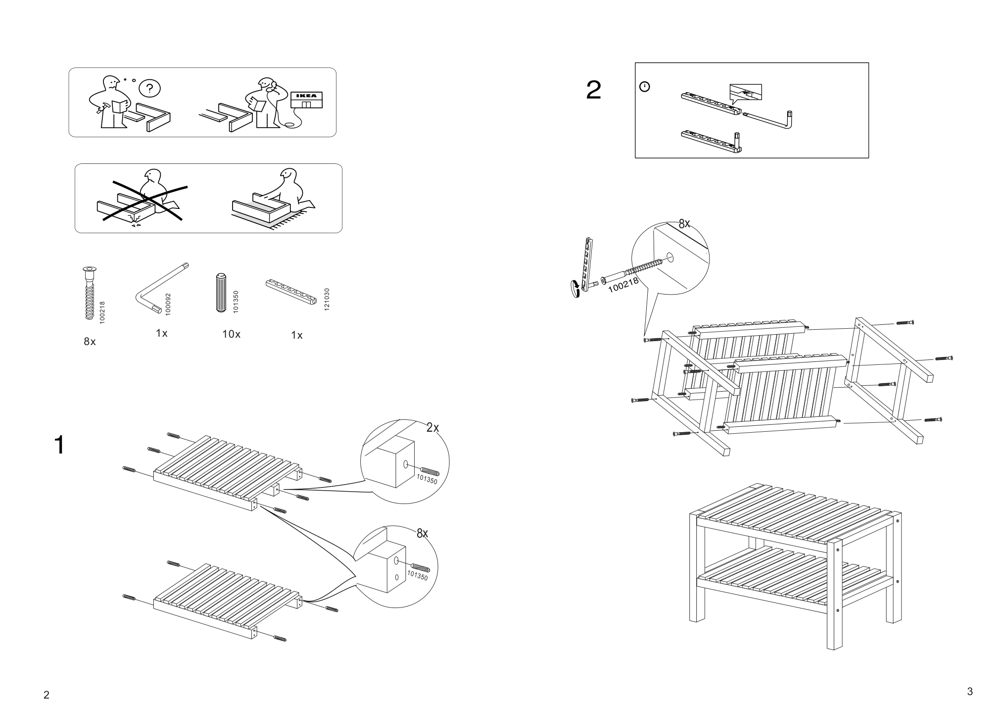 Assembly instructions for IKEA Muskan bench white | Page 2 - IKEA MUSKAN bench 503.459.57