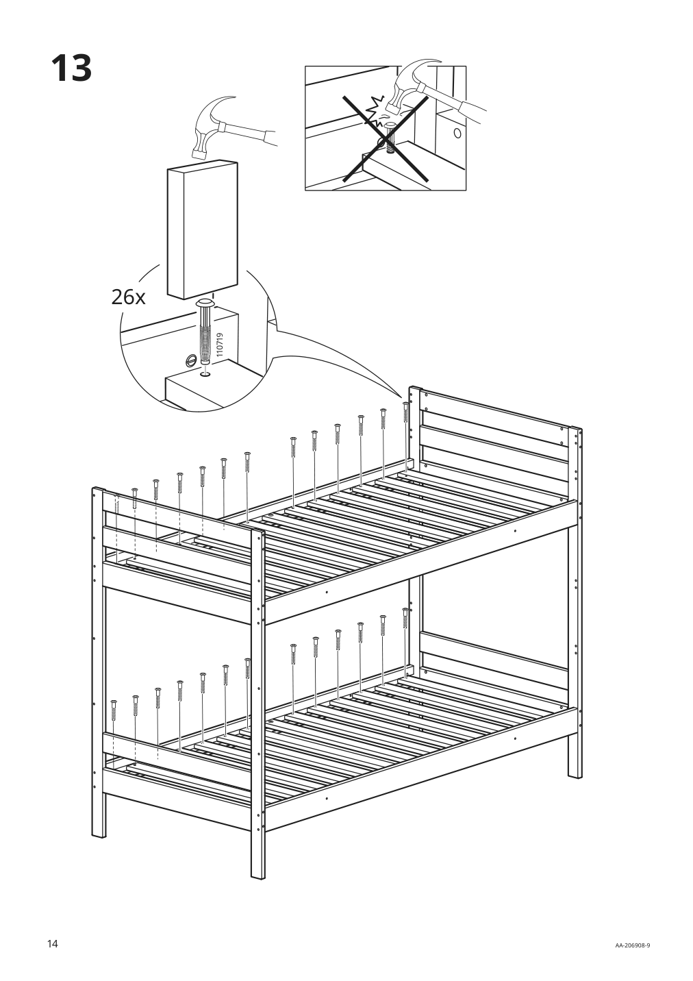 Assembly instructions for IKEA Mydal bunk bed frame pine | Page 14 - IKEA MYDAL bunk bed frame 001.024.52