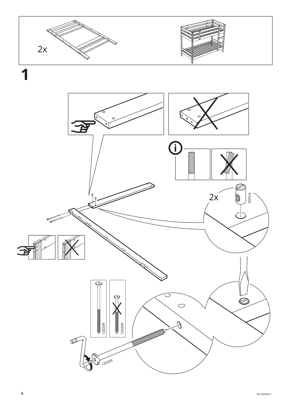 Assembly instructions for IKEA Mydal bunk bed frame pine | Page 4 - IKEA MYDAL bunk bed frame 001.024.52