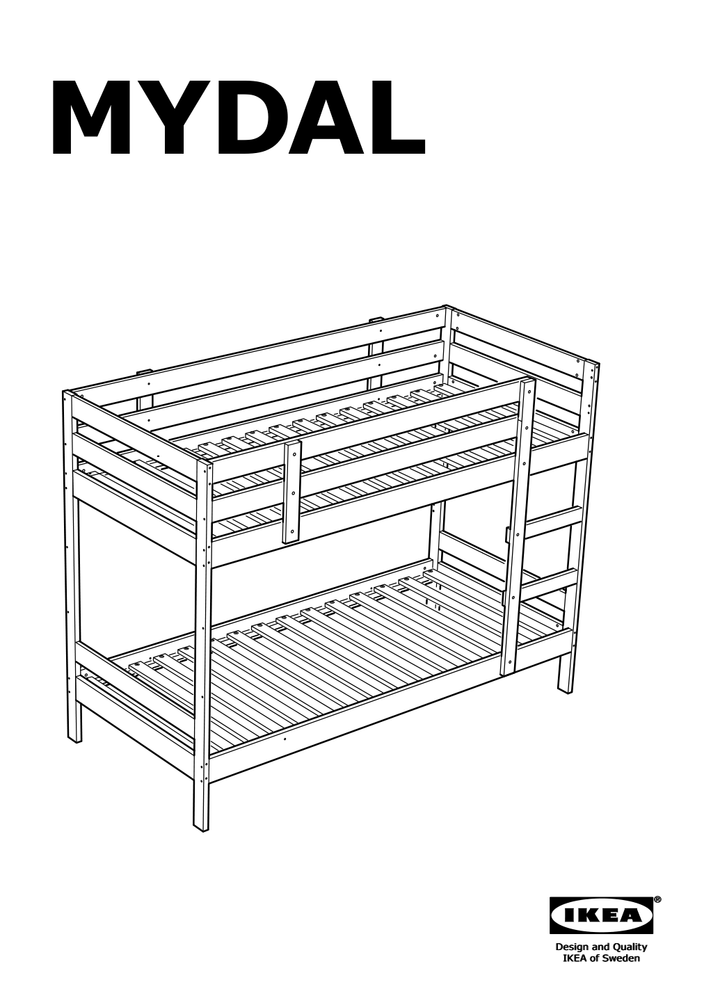 Assembly instructions for IKEA Mydal bunk bed frame white | Page 1 - IKEA MYDAL bunk bed frame 204.676.29