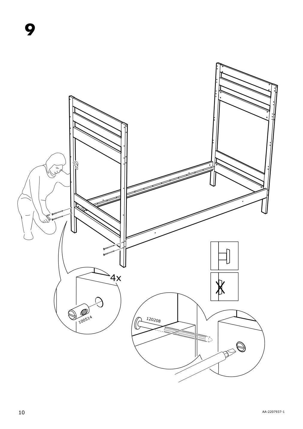 Assembly instructions for IKEA Mydal bunk bed frame white | Page 10 - IKEA MYDAL bunk bed frame 204.676.29