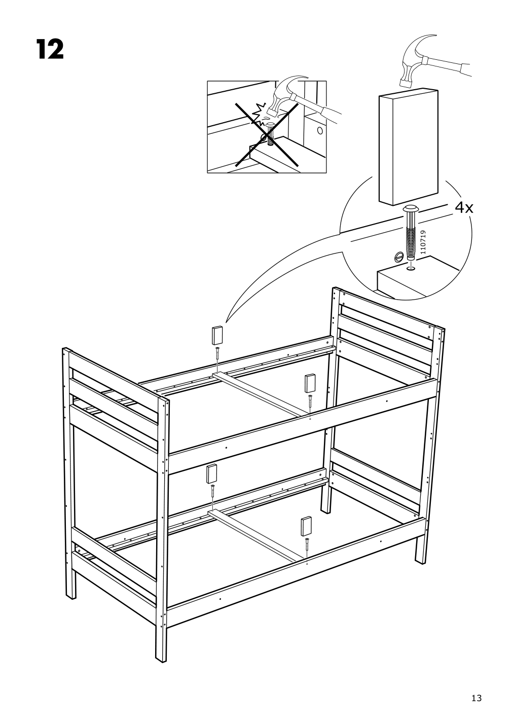 Assembly instructions for IKEA Mydal bunk bed frame white | Page 13 - IKEA MYDAL bunk bed frame 204.676.29