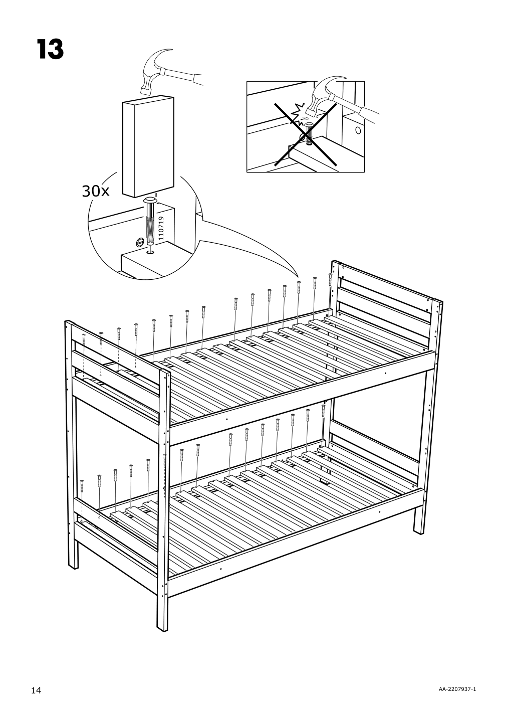 Assembly instructions for IKEA Mydal bunk bed frame white | Page 14 - IKEA MYDAL bunk bed frame 204.676.29