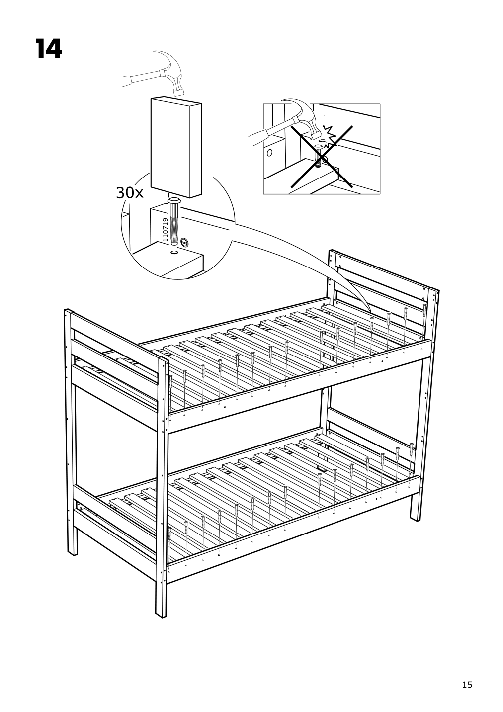 Assembly instructions for IKEA Mydal bunk bed frame white | Page 15 - IKEA MYDAL bunk bed frame 204.676.29