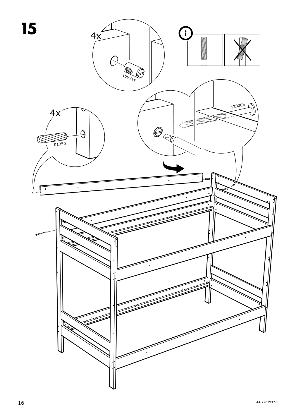 Assembly instructions for IKEA Mydal bunk bed frame white | Page 16 - IKEA MYDAL bunk bed frame 204.676.29