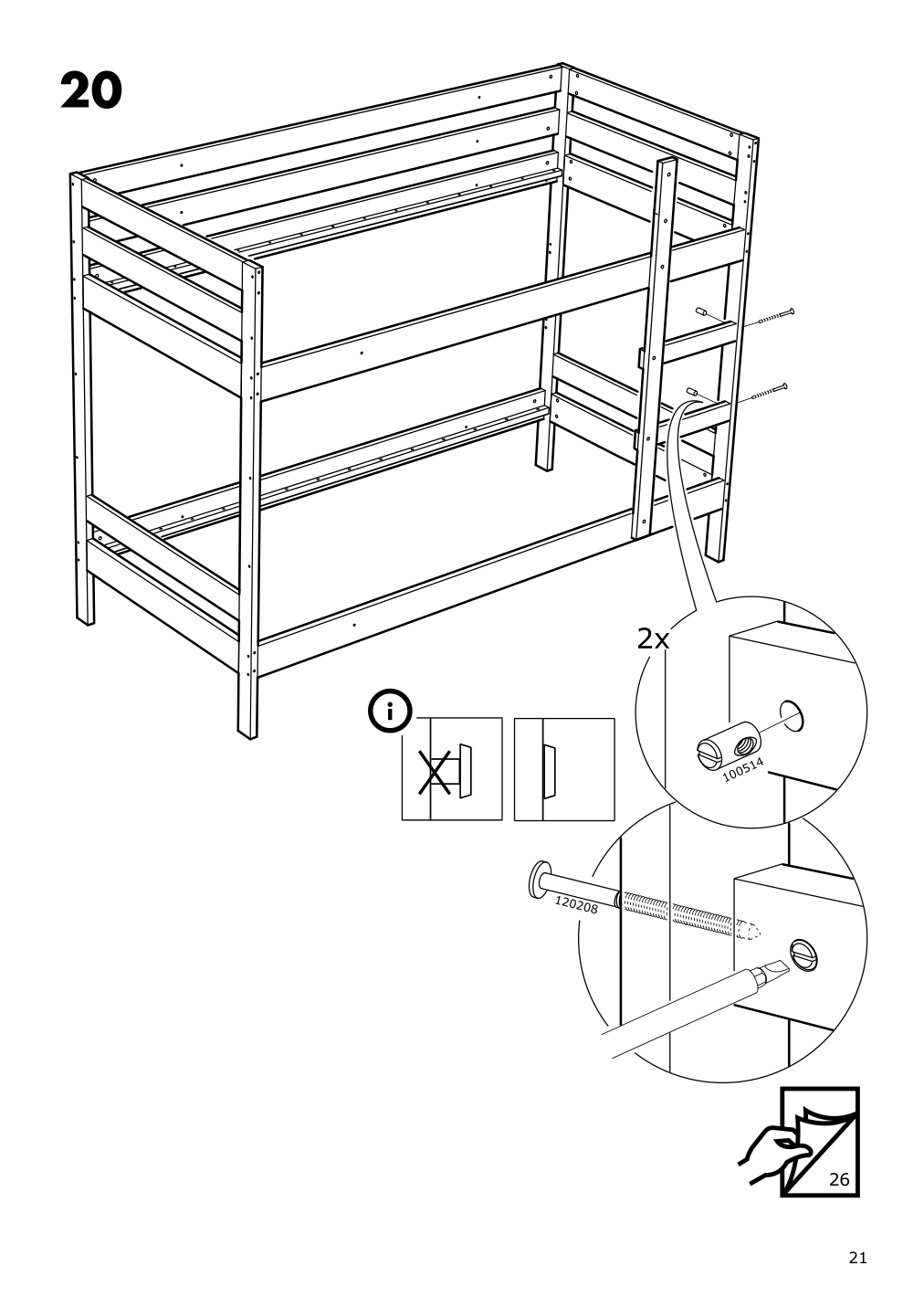 Assembly instructions for IKEA Mydal bunk bed frame white | Page 21 - IKEA MYDAL bunk bed frame 204.676.29