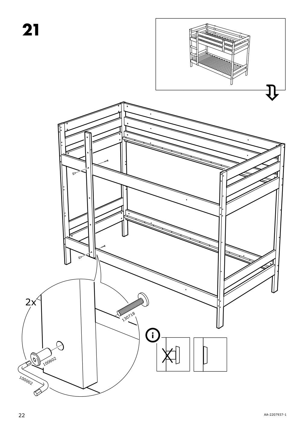 Assembly instructions for IKEA Mydal bunk bed frame white | Page 22 - IKEA MYDAL bunk bed frame 204.676.29