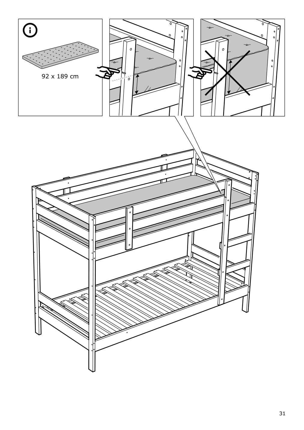 Assembly instructions for IKEA Mydal bunk bed frame white | Page 31 - IKEA MYDAL bunk bed frame 204.676.29