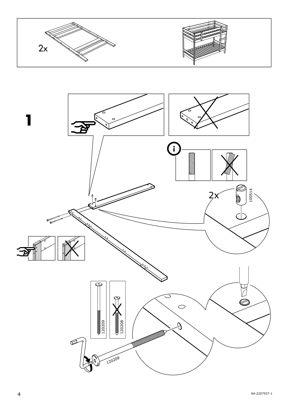 Assembly instructions for IKEA Mydal bunk bed frame white | Page 4 - IKEA MYDAL bunk bed frame 204.676.29