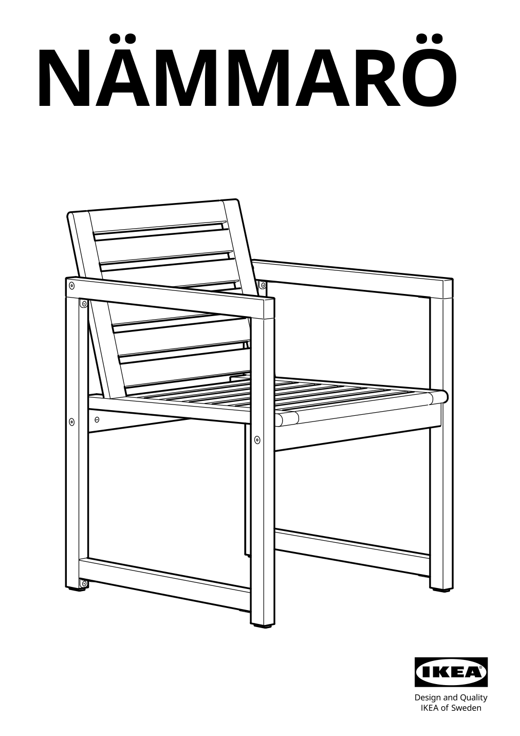 Assembly instructions for IKEA Naemmaroe armchair outdoor light brown stained | Page 1 - IKEA NÄMMARÖ armchair, outdoor 905.111.05