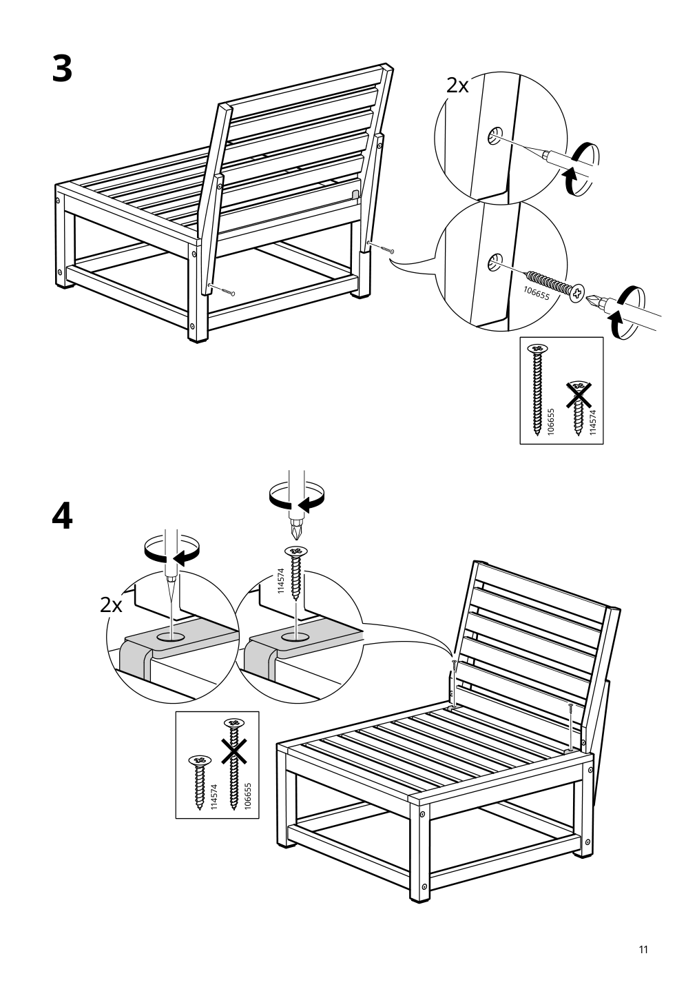 Assembly instructions for IKEA Naemmaroe backrest for modular sofa outdoor light brown stained | Page 11 - IKEA NÄMMARÖ modular corner sofa, 3-seat 295.338.75