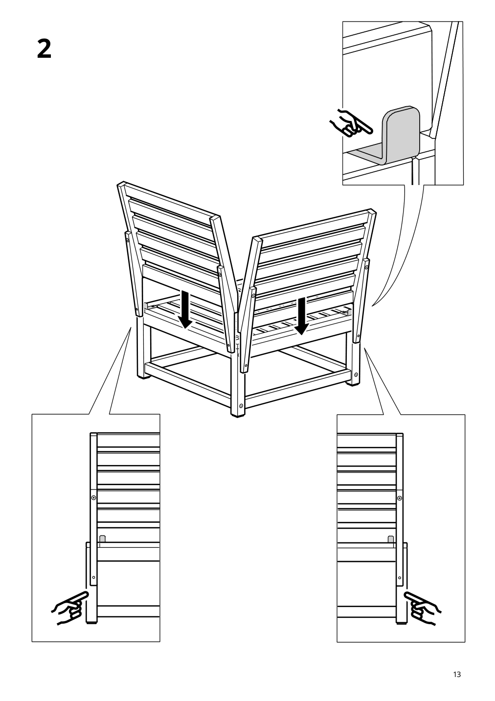 Assembly instructions for IKEA Naemmaroe backrest for modular sofa outdoor light brown stained | Page 13 - IKEA NÄMMARÖ 3-seat modular sofa, outdoor 395.338.94