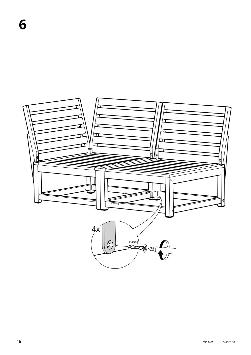 Assembly instructions for IKEA Naemmaroe backrest for modular sofa outdoor light brown stained | Page 16 - IKEA NÄMMARÖ 4-seat conversation set, outdoor 695.054.13