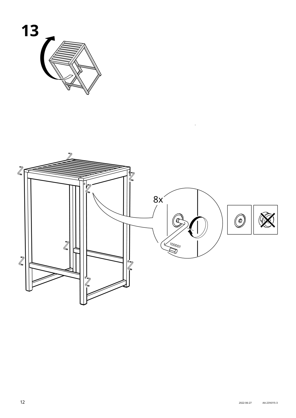 Assembly instructions for IKEA Naemmaroe bar table outdoor light brown stained | Page 12 - IKEA NÄMMARÖ bar table and 2 bar stools, outdoor 694.912.27