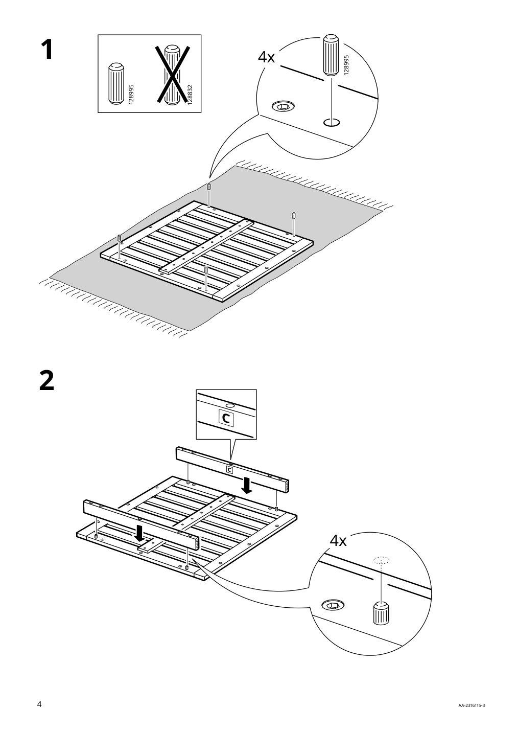 Assembly instructions for IKEA Naemmaroe bar table outdoor light brown stained | Page 4 - IKEA NÄMMARÖ bar table and 4 bar stools 494.912.28