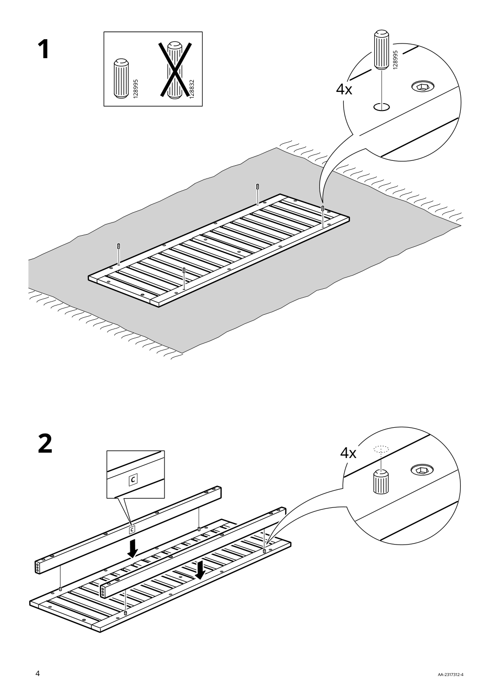 Assembly instructions for IKEA Naemmaroe bench outdoor light brown stained | Page 4 - IKEA NÄMMARÖ table, 2 chairs and bench, outdoor 895.053.94