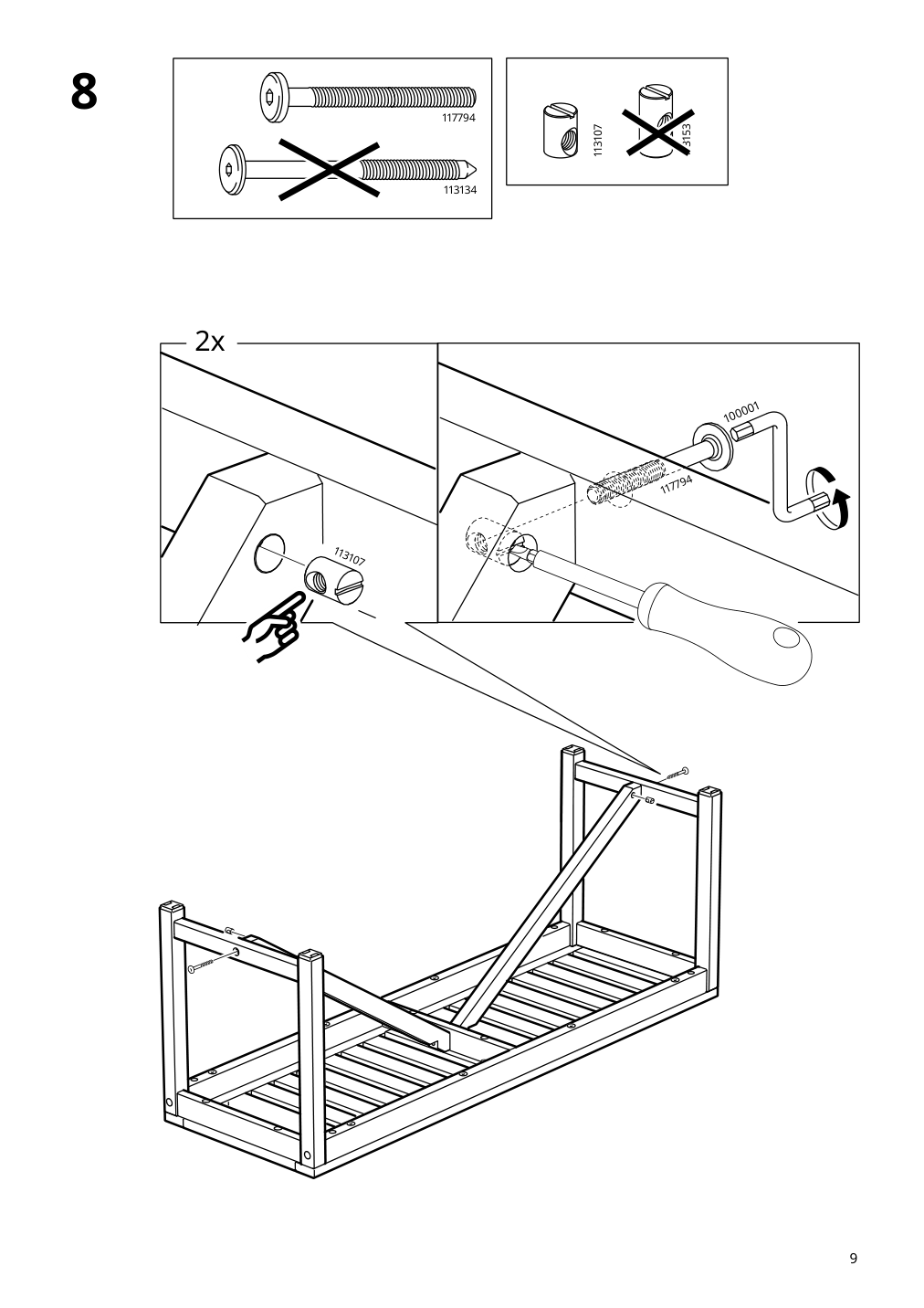 Assembly instructions for IKEA Naemmaroe bench outdoor light brown stained | Page 9 - IKEA NÄMMARÖ table, 2 chairs and bench, outdoor 895.053.94