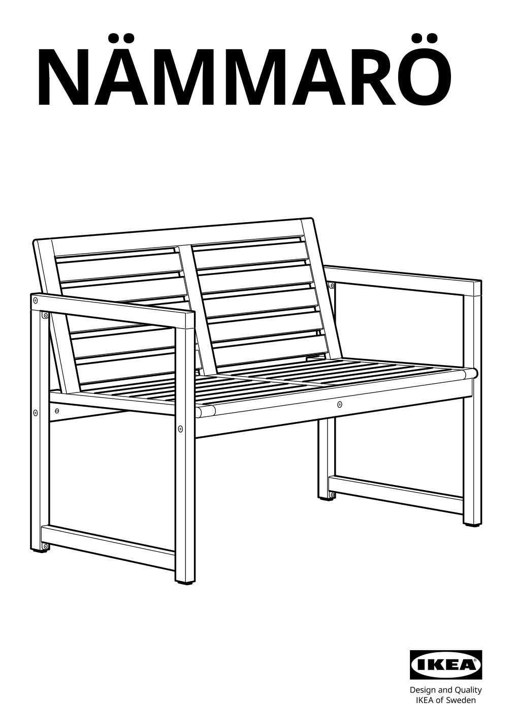 Assembly instructions for IKEA Naemmaroe bench with backrest outdoor light brown stained | Page 1 - IKEA NÄMMARÖ bench with backrest, outdoor 305.103.02