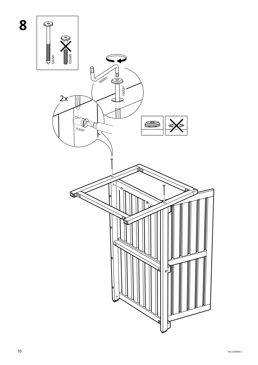 Assembly instructions for IKEA Naemmaroe bench with backrest outdoor light brown stained | Page 10 - IKEA NÄMMARÖ loveseat, outdoor 195.261.68