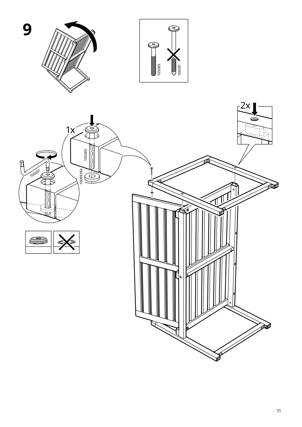 Assembly instructions for IKEA Naemmaroe bench with backrest outdoor light brown stained | Page 11 - IKEA NÄMMARÖ bench with backrest and cushions 095.785.39