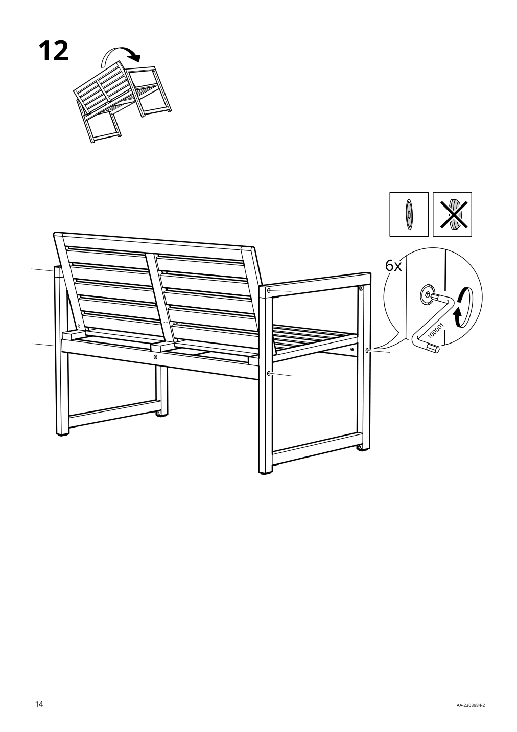 Assembly instructions for IKEA Naemmaroe bench with backrest outdoor light brown stained | Page 14 - IKEA NÄMMARÖ bench with backrest, outdoor 305.103.02