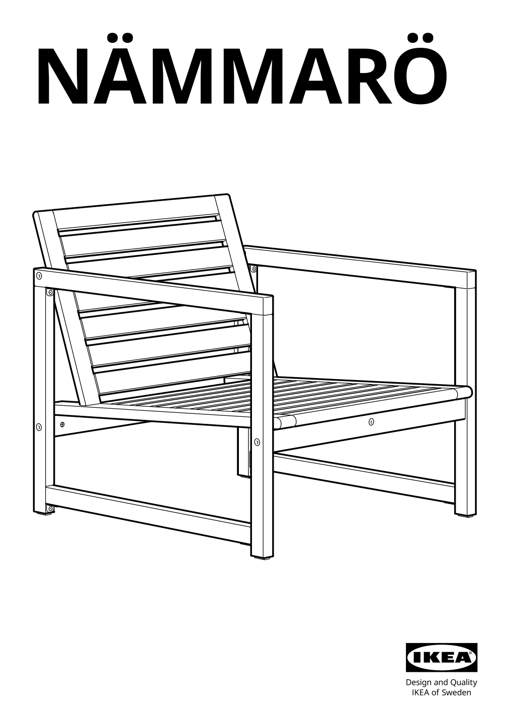 Assembly instructions for IKEA Naemmaroe lounge chair outdoor light brown stained | Page 1 - IKEA NÄMMARÖ lounge chair, outdoor 405.103.06