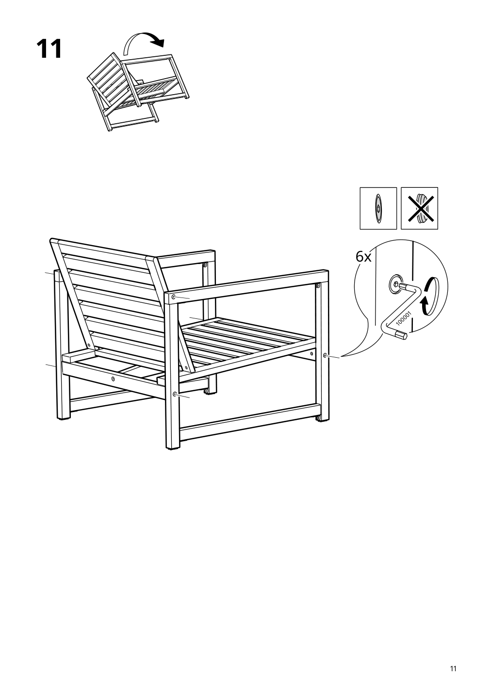 Assembly instructions for IKEA Naemmaroe lounge chair outdoor light brown stained | Page 11 - IKEA NÄMMARÖ lounge chair, outdoor 405.103.06