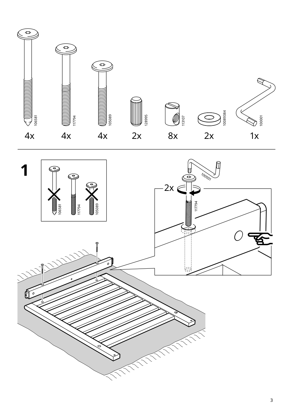 Assembly instructions for IKEA Naemmaroe lounge chair outdoor light brown stained | Page 3 - IKEA NÄMMARÖ lounge chair, outdoor 405.103.06