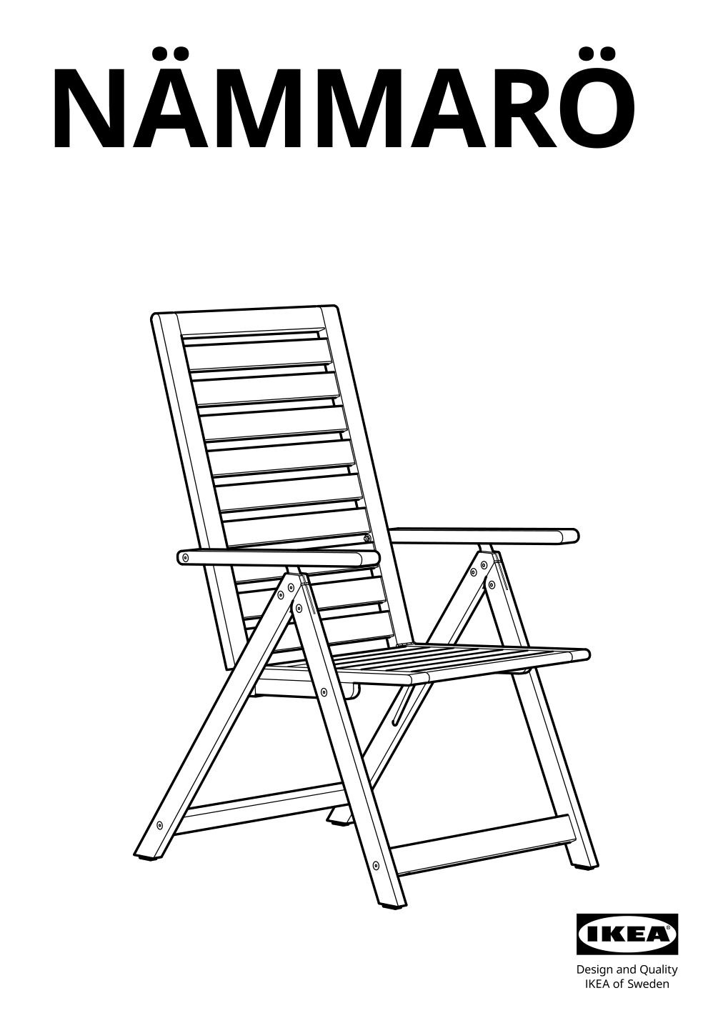 Assembly instructions for IKEA Naemmaroe reclining chair outdoor foldable light brown stained | Page 1 - IKEA NÄMMARÖ reclining chair, outdoor 505.103.01