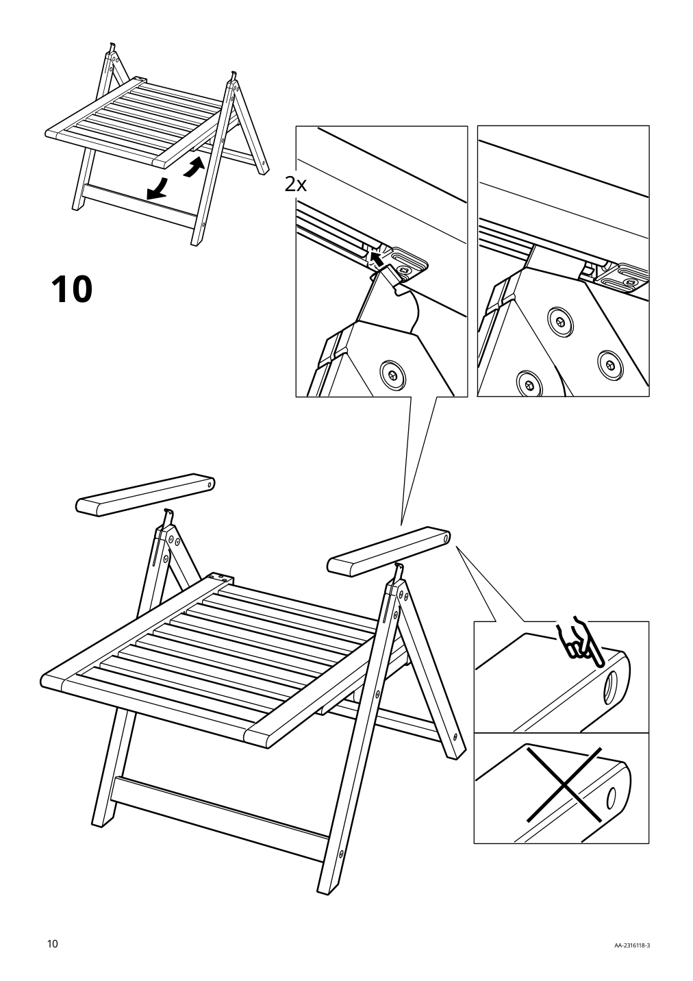 Assembly instructions for IKEA Naemmaroe reclining chair outdoor foldable light brown stained | Page 10 - IKEA NÄMMARÖ table + 4 reclining chairs, outdoor 695.443.96