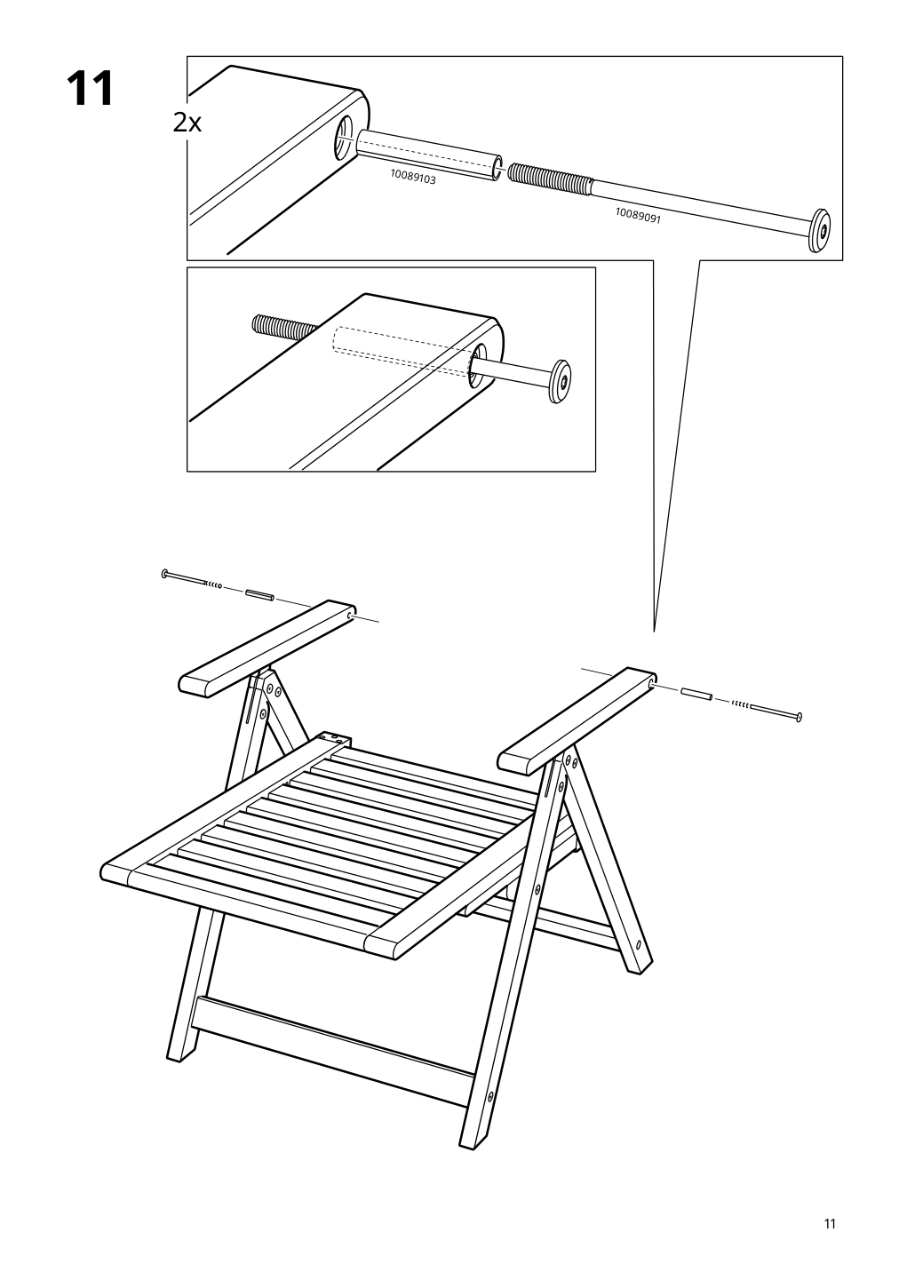 Assembly instructions for IKEA Naemmaroe reclining chair outdoor foldable light brown stained | Page 11 - IKEA NÄMMARÖ table + 6 reclining chairs, outdoor 295.445.48