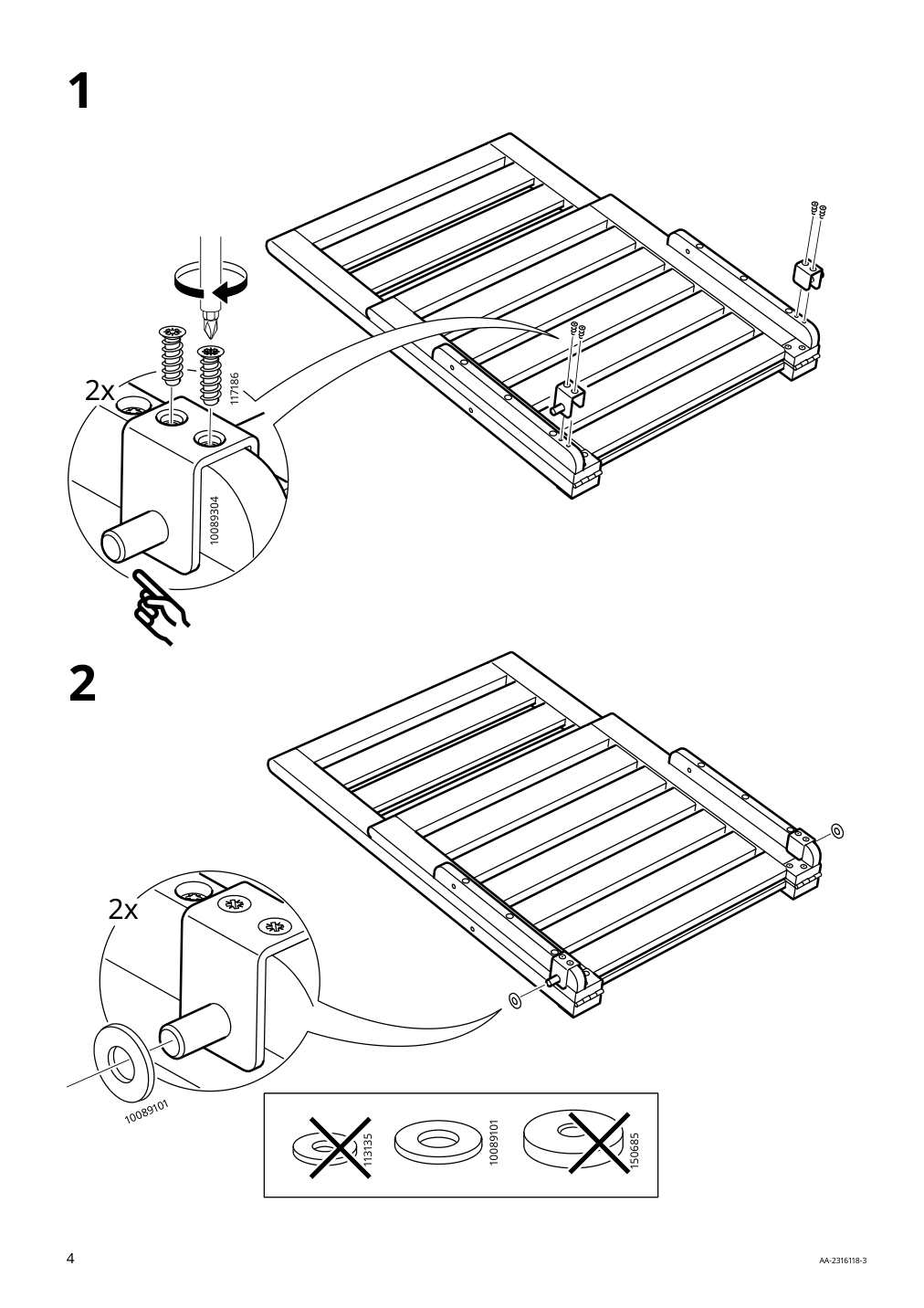 Assembly instructions for IKEA Naemmaroe reclining chair outdoor foldable light brown stained | Page 4 - IKEA NÄMMARÖ table + 6 reclining chairs, outdoor 295.445.48