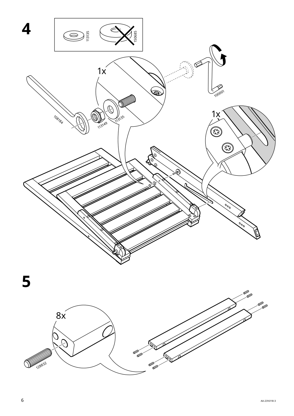 Assembly instructions for IKEA Naemmaroe reclining chair outdoor foldable light brown stained | Page 6 - IKEA NÄMMARÖ table + 4 reclining chairs, outdoor 695.443.96