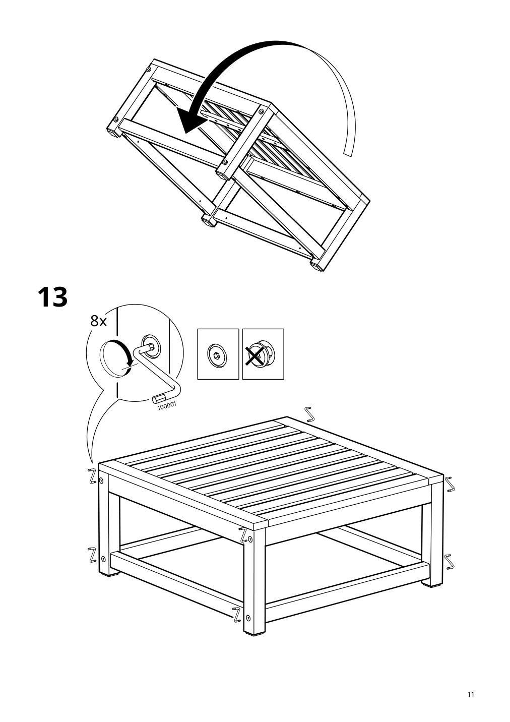 Assembly instructions for IKEA Naemmaroe seat sec for modular sofa outdoor light brown stained | Page 11 - IKEA NÄMMARÖ 3-seat modular sofa, outdoor 395.338.94