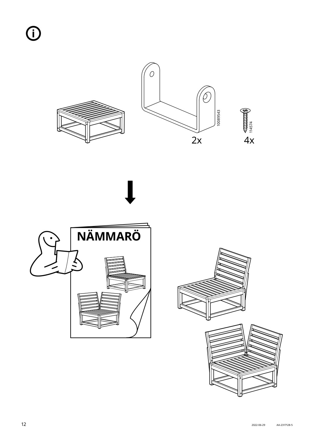 Assembly instructions for IKEA Naemmaroe seat sec for modular sofa outdoor light brown stained | Page 12 - IKEA NÄMMARÖ chair, outdoor 395.291.56