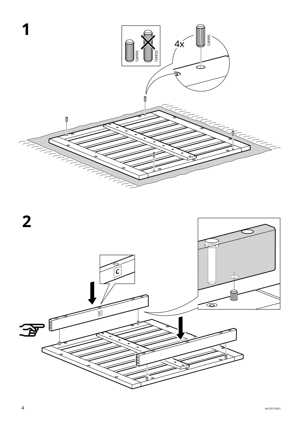 Assembly instructions for IKEA Naemmaroe seat sec for modular sofa outdoor light brown stained | Page 4 - IKEA NÄMMARÖ seat sec for modular sofa, outdoor 105.102.99