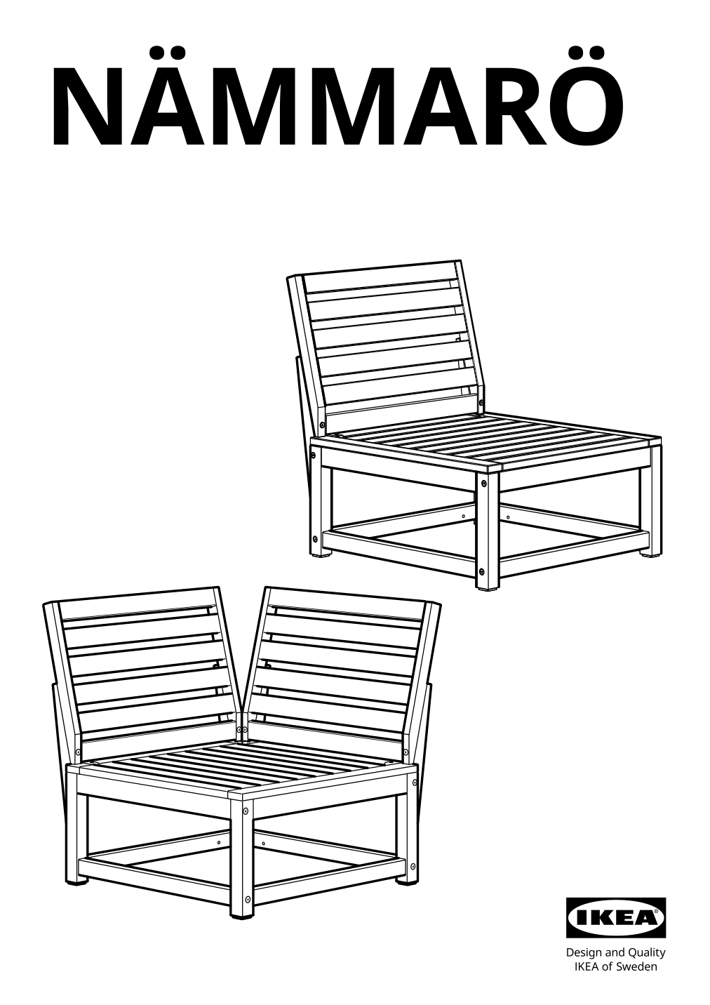 Assembly instructions for IKEA Naemmaroe seat sec for modular sofa outdoor light brown stained | Page 1 - IKEA NÄMMARÖ 4-seat conversation set, outdoor 695.054.13