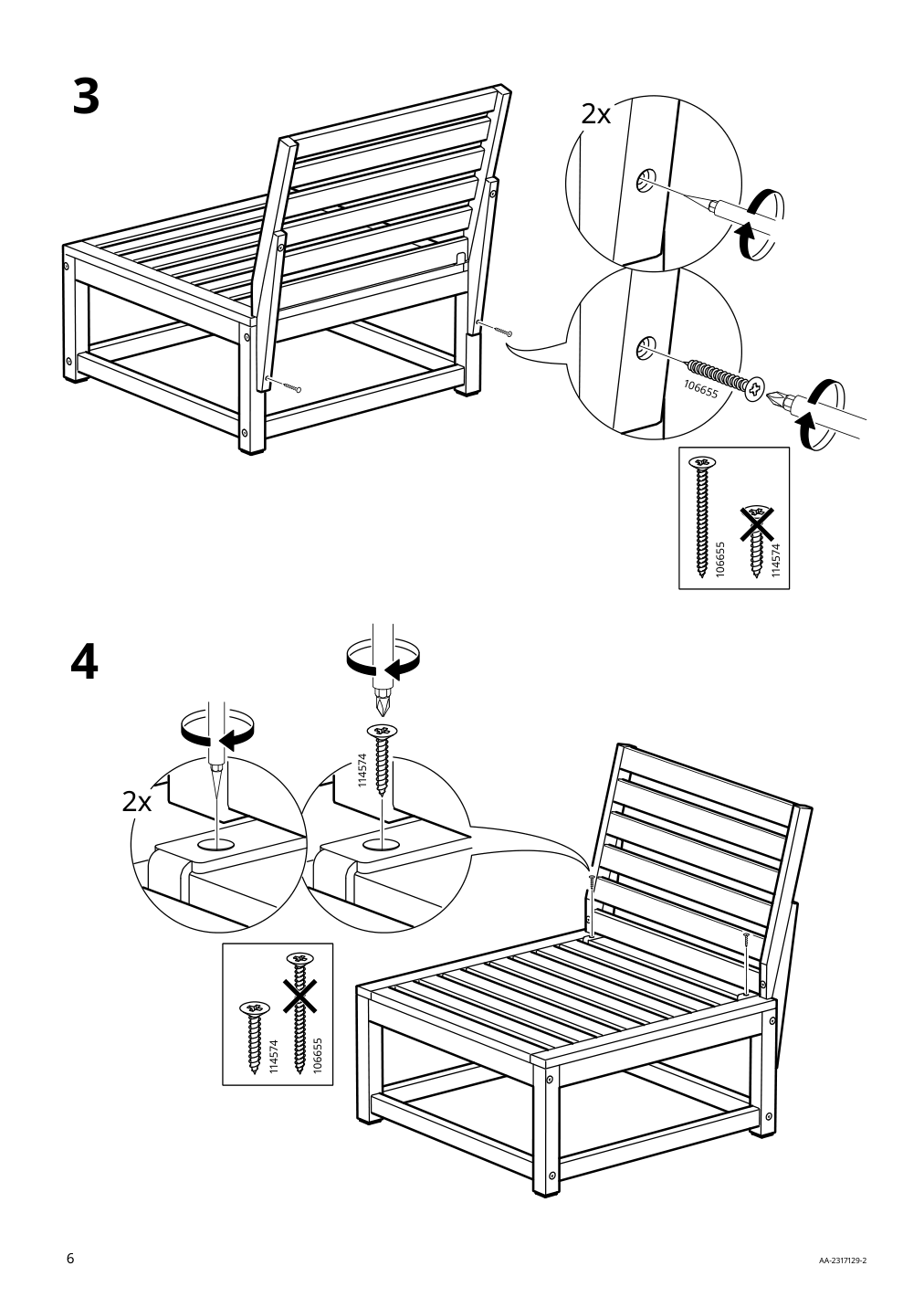 Assembly instructions for IKEA Naemmaroe seat sec for modular sofa outdoor light brown stained | Page 6 - IKEA NÄMMARÖ seat sec for modular sofa, outdoor 105.102.99