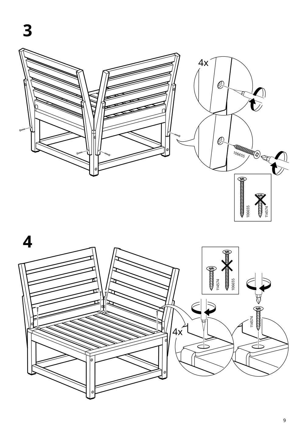 Assembly instructions for IKEA Naemmaroe seat sec for modular sofa outdoor light brown stained | Page 9 - IKEA NÄMMARÖ 3-seat modular sofa, outdoor 395.338.94