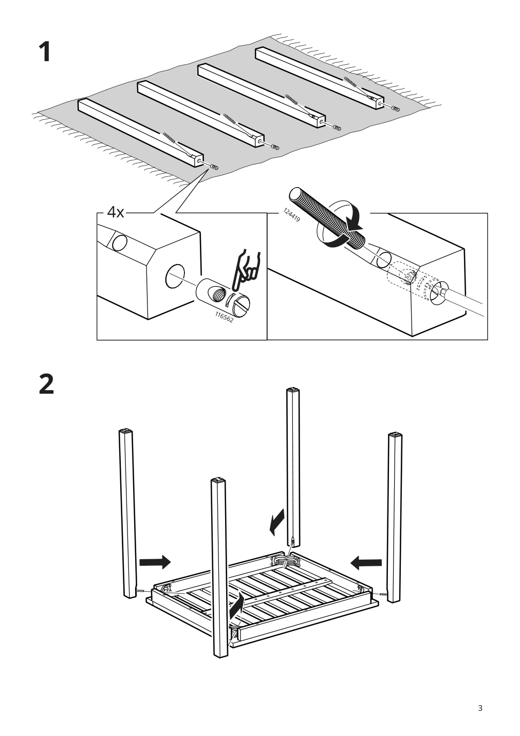 Assembly instructions for IKEA Naemmaroe table outdoor light brown stained | Page 3 - IKEA NÄMMARÖ / ENSHOLM table and 2 chairs 595.447.40