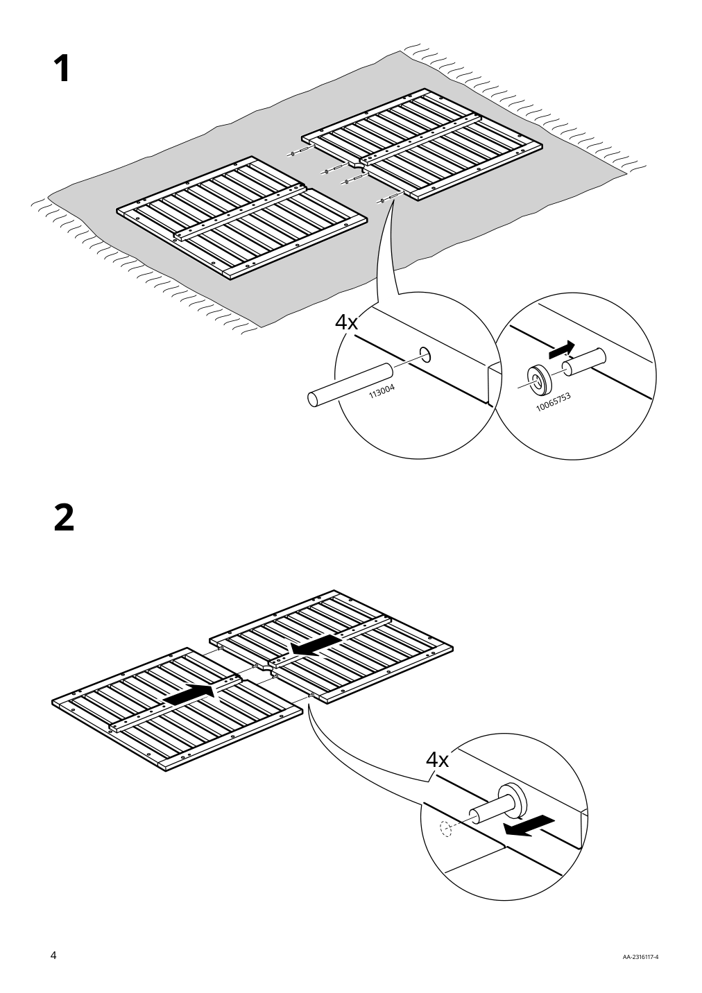 Assembly instructions for IKEA Naemmaroe table outdoor light brown stained | Page 4 - IKEA NÄMMARÖ table and 4 armchairs, outdoor 695.447.25