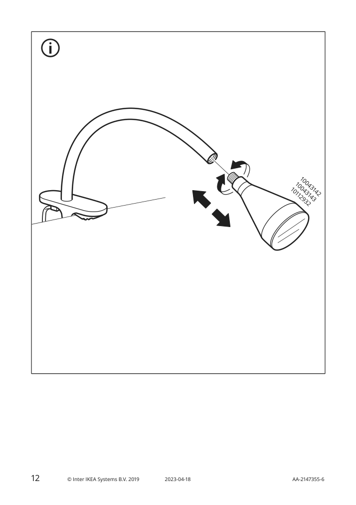 Assembly instructions for IKEA Naevlinge led clamp spotlight black | Page 12 - IKEA NÄVLINGE LED clamp spotlight 004.498.77