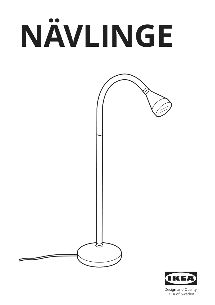 Assembly instructions for IKEA Naevlinge led work lamp white | Page 1 - IKEA NÄVLINGE LED work lamp 504.049.18