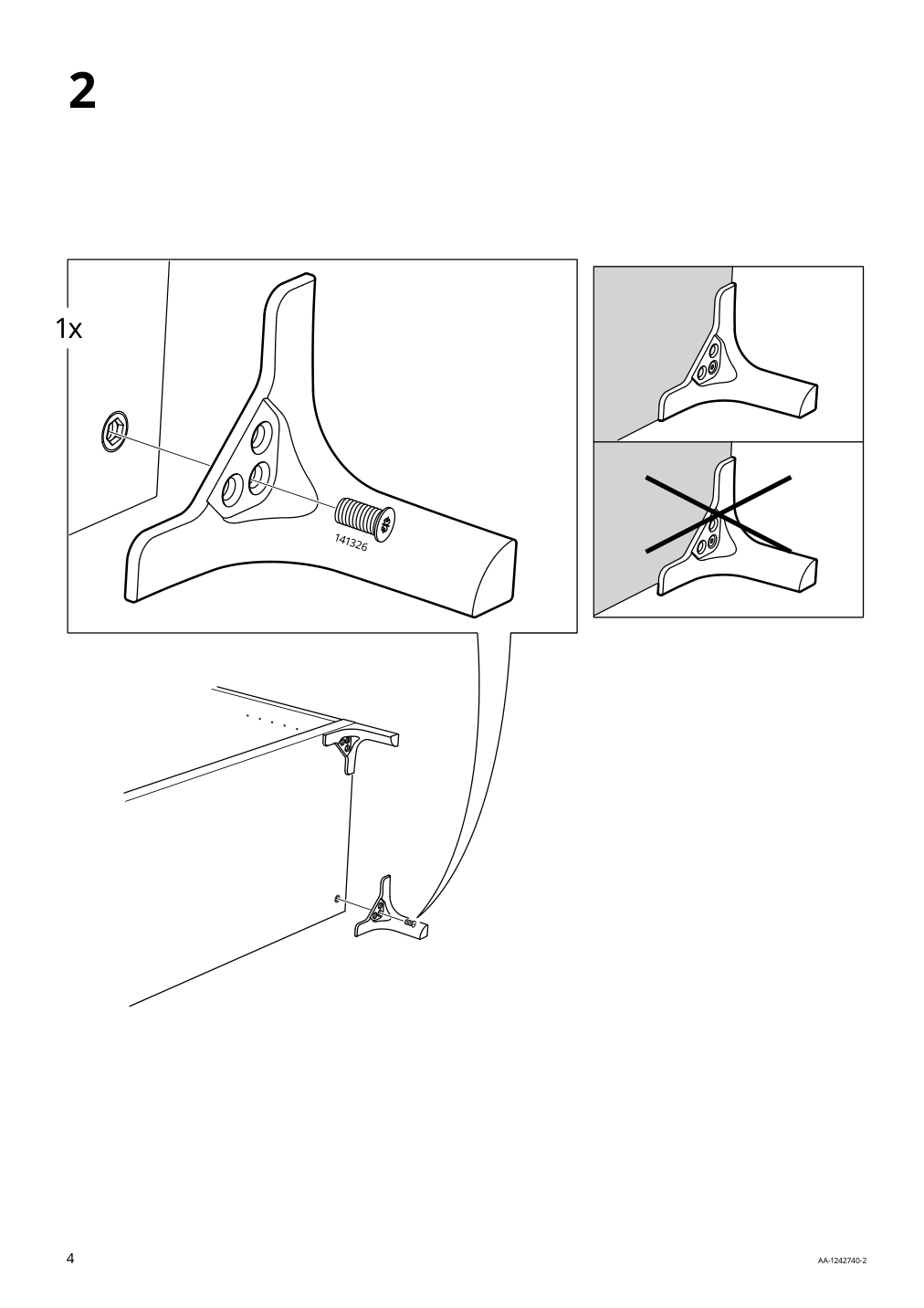 Assembly instructions for IKEA Nannarp leg aluminum | Page 4 - IKEA BESTÅ TV unit with doors 690.677.76