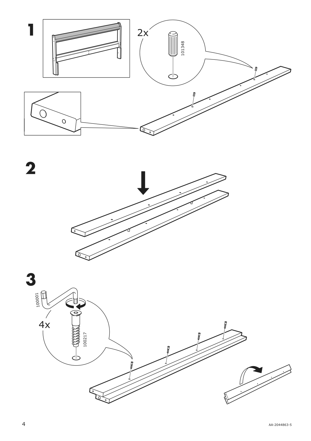 Assembly instructions for IKEA Neiden bed frame pine | Page 4 - IKEA NEIDEN bed frame 903.952.43