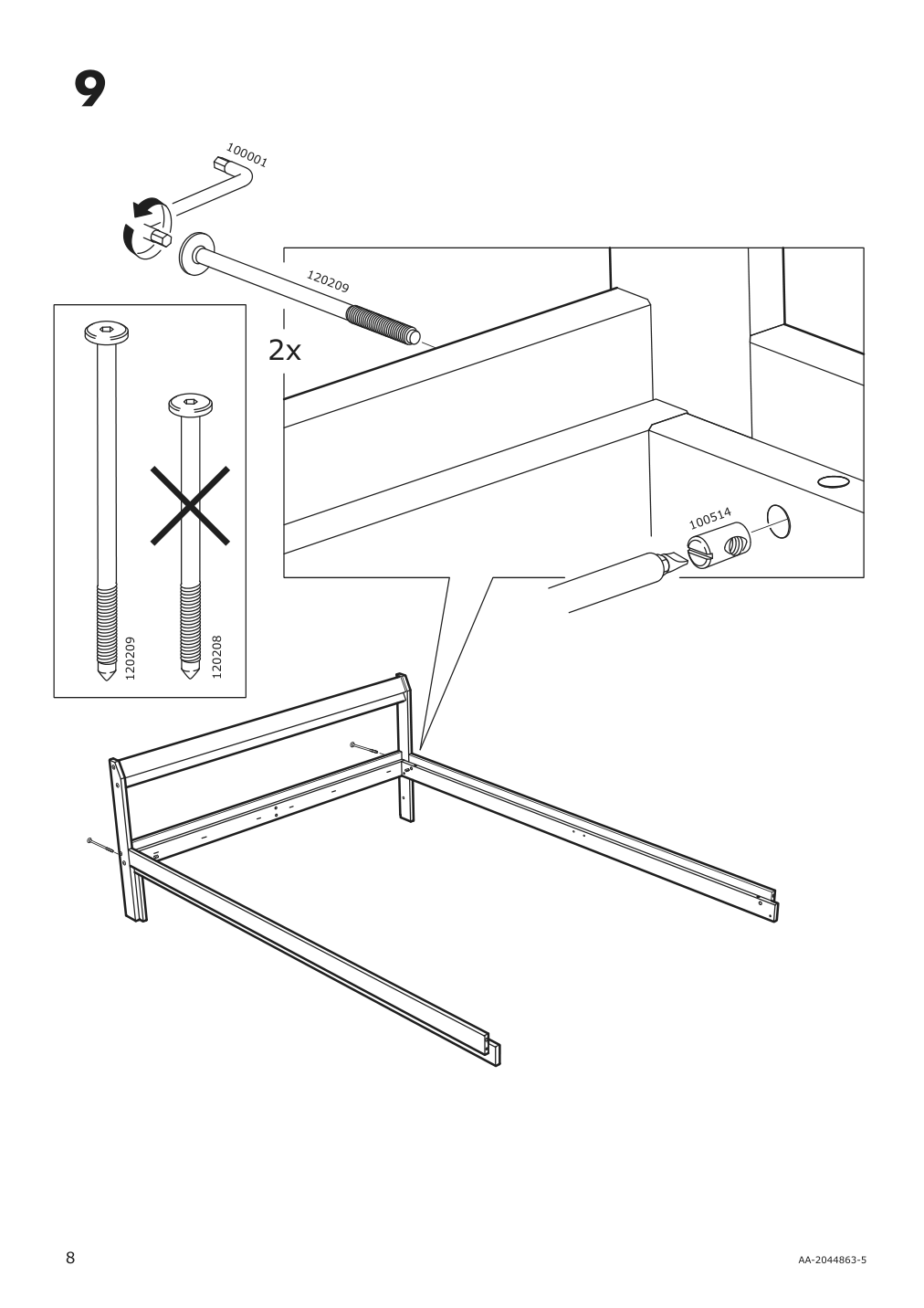 Assembly instructions for IKEA Neiden bed frame pine | Page 8 - IKEA NEIDEN bed frame 903.952.43